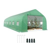 Outsunny Serre Tunnel 24 ㎡ avec bâche PE Cadre en Acier galvanisé Ø 24 mm 12 fenêtres et Porte roulante Vertes 8 x 3 x 2 m Vert