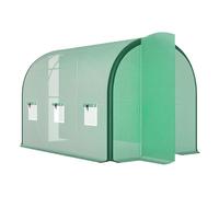 Outsunny Serre Tunnel 3 x 2 m avec Structure améliorée, 2 Portes à charnière, 6 fenêtres en Maille, Tente Tunnel Chaude avec Housse en polyéthylène résistant aux UV, Vert