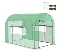 Outsunny Serre Tunnel 3 x 2 x 2 m avec Portes et fenêtres en Maille, Tente de Culture avec revêtement en polyéthylène résistant aux UV et Cadre en Acier, Vert