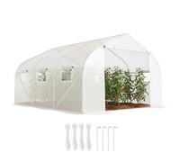 Outsunny - Serre tunnel 3,5×3×2 m - 10,5 m², 6 fenêtres enroulables, blanc
