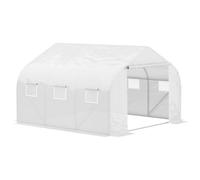 Outsunny Serre tunnel de jardin 3,5 x 3 x 2 m grande taille 6 fenêtres blanc