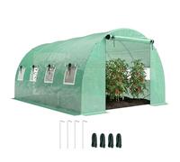Outsunny Serre Tunnel de Jardin 12m², Serre de Jardin Tunnel 295x400x200cm avec Cadre en Acier galvanisé, 2 Portes et 8 fenêtres avec moustiquaires pour extérieur bâche PE Haute densité 140 g/m² Vert