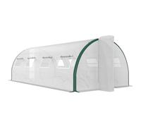 Outsunny Serre Tunnel de Jardin 18m², Serre de Jardin Tunnel 600x300x200cm avec Portes et 8 fenêtres avec moustiquaires, pour extérieur, Toutes Saisons, légumes, bâche PE Haute densité 140 g/m² Blanc
