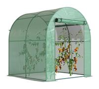 Outsunny Serre tunnel de jardin 3,24m², serre de jardin tunnel 180x180x200cm avec cadre en acier, porte et fenêtre enroulables, pour extérieur, toutes saisons, légumes, fruits, fleurs, bâche PE, verte