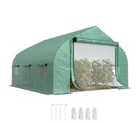 Outsunny Serre tunnel jardin 3,5x3x2 m – 6 fenêtres, porte zippée – Acier galvanisé – Vert