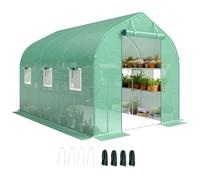 Outsunny Serre Tunnel de Jardin 6m² avec étagères 198x293x194cm Porte Vert
