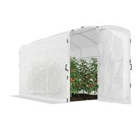 Outsunny Serre Tunnel de Jardin 6m² Bâche PE 220g/m² 300x200x195cm Blanc | Serre de Jardin Tunnel, Bords Prolongés 50 cm, Avec Porte, Pour Extérieur, Toutes Saisons, Légumes, Fruits, Fleurs
