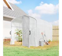 Outsunny Serre tunnel de jardin 6m², serre de jardin tunnel 300x200x195cm bâche PE 220g/m² bords prolongés 50 cm avec porte blanc