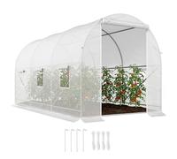 Outsunny Serre Tunnel de Jardin 7m², Serre de Jardin Tunnel 350x200x200cm avec Porte et 6 fenêtres, pour extérieur, Toutes Saisons, légumes, Fruits, Fleurs, bâche PE Haute densité 140 g/m² Blanc