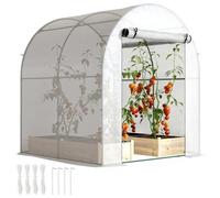 Outsunny Serre tunnel de jardin avec fenêtre enroulable et porte 1,8 x 1,8 x 2 m Blanc