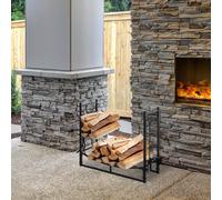 Outsunny Serviteur de cheminée - Porte bûches - Range bûches Multi Accessoires étagère bûche et Petit Bois métal Noir