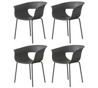 Outsunny Set 4 Chaises d'Extérieur Modernes avec Dossier Ajouré, en Métal et Polyester, 61x51x74 cm, Gris foncé