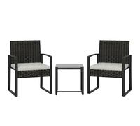 Outsunny Set Bistro en rotin avec 2 chaises de Jardin, Blanc crème
