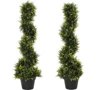 Outsunny Set de 2 Cèdres artificiels grand 90 cm Plante artificielle, Plantes artificielles en plastique Cèdre en pot, Plante en spirale comme une vraie pour salon chambre bureau jardin décoration mod