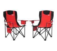 Outsunny Set de 2 chaises de Camping Pliantes avec Sac Isotherme, Porte-gobelet, Appui-tête et 2 Poches, chaises de Jardin en métal et Tissu Oxford, capacité de Charge jusqu'à 120 kg, 94x62x100 cm,