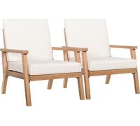 Outsunny Set de 2 chaises de jardin avec coussins Set de chaises de jardin en bois