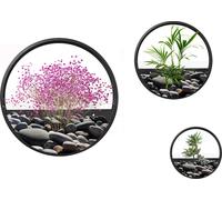 Outsunny Set de 3 pots de fleurs, pot mural, bac à plantes pour succulentes, cactus, vase mural pour jardin, salon, acier, noir