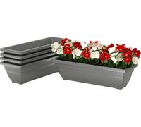 Outsunny Set de 5 pots de fleurs en plastique, 59 x 21 x 16 cm empilable Set de pots de fleurs, résistant aux intempéries Cache-pot, pots pour l'intérieur et l'extérieur, gris