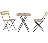 Outsunny Set de bistrot 3 pièces Table de bistrot pliante avec 2 chaises Métal Bois Naturel