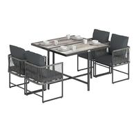 Outsunny Set de jardin en rotin poly 5 pièces, assise gain de place