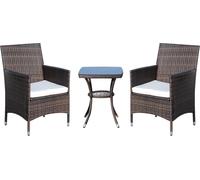 Outsunny Set de meubles de balcon 3 pièces Ensemble de jardin en rotin Polyrattan brun