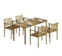 Outsunny Set de table et chaises de jardin 5 pièces, salle à manger extérieure avec table de jardin avec plateau en bois d'acacia à lattes, 4 chaises avec accoudoirs, pour terrasse balcon patio