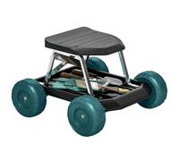 Outsunny Siège de Jardin sur Roues Tabouret de Jardinage Plateau à Outils Chariot Jardinage avec siège pour désherber, Planter, 50 x 49 x 32 cm Vert foncé