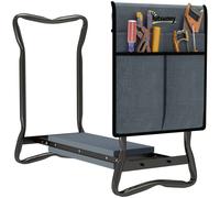 Outsunny Siège-genouillère 2 en 1 en acier avec sac porte-outils et coussin en EVA, 58x28x49 cm, gris et noir