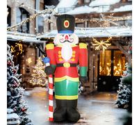 Outsunny Soldat casse-noisette gonflable de Noël 245 CM avec lumières LED et sceptre, intérieur et extérieur, multicolore