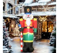 Outsunny Soldat Casse-Noisette Gonflable de Noël 245 CM avec lumières LED et Sceptre, Tissu en Polyester imperméable, décoration Gonflable de Noël Lumineux, pour l'intérieur et l'extérieur