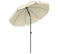 Outsunny Sonnenschirm Strand Ø150 cm Strandschirm mit Sonnenschutz wasserabweisend Balkon-Schirm mit Sandanker verstellbarer Neigung Tragetasche faltbar Gartenschirm für Reisen Strand Camping