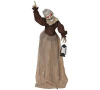 Outsunny Sorcière d'Halloween de 150 cm avec lumières LED, fonction sonore, décoration de porte d'entrée avec bras réglables, tête, figurine de jardin en taille réelle pour fête