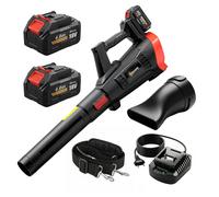 Outsunny Souffleur de Feuilles Sans Fil 18V avec 2 Batteries de 4.0Ah et Chargeur Moteur sans Balais 600W 3 Vitesses Noir