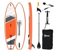 Outsunny Stand Up Paddle Gonflable 320x82cm - Planche de Sup Adulte Complet avec Pagaie Réglable, Pompe et Sac - Paddle Gonflable Stable 160kg pour Débutant et Famille, Orange et Gris