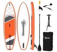 Outsunny Stand Up Paddle Gonflable Planche de SUP Pagaie Réglable Pompe et Sac 160kg pour Débutant et Famille 320x82cm Orange