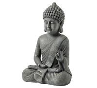 Outsunny Statue de Jardin, Sculpture de Bouddha Assis en Oxyde de Magnésium, Décoration Spirituelle 32 x 23 x 51 cm, Gris Foncé