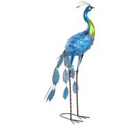 Outsunny Statue de Paon de Jardin, décoration Jardin extérieure en métal, résister aux éléments, pour Jardins, porches, terrasses, 83H cm, Multicolore