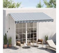 Outsunny Store Banne à Bras Articulés Protection Solaire Manivelle Balcon Aluminium Gris Blanc 2,95 x 2,45 m
