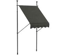 Outsunny Store banne autoportant Manuel auvent rétractable 1,5L x 1,2l x 2,1-3H m Inclinaison réglable pour Balcon sans Trous à percer métal alu Polyester Gris foncé