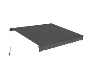 Outsunny Store Banne Manuel 3,5x3m Auvent Rétractable Gris Foncé