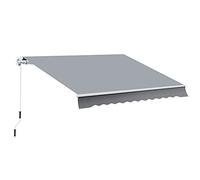 Outsunny Store banne Manuel rétractable 295 x 245 cm Store Exterieur terrasse avec manivelle, Angle réglable 45°-85°, Aluminium et Polyester 280 g/m², auvent de terrasse, Balcon, Cour, Gris