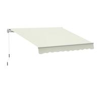 Outsunny Store banne Manuel rétractable 295 x 245 cm Store Exterieur terrasse avec manivelle, Angle réglable 45°-85°, Aluminium et Polyester 280 g/m², auvent de terrasse, Balcon, Cour, crème