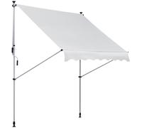 Outsunny Store banne manuel rétractable 2L x 1,5l x 1,7-2,8H m inclinaison réglable sans trous à percer métal alu polyester blanc Aosom France