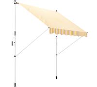 Outsunny Store banne Manuel rétractable 3L x 1,5l m Auvent Téléscopique sans Perçage Inclinaison et Hauteur réglable Installation Rapide métal alu Polyester Anti-UV orange blanc rayé