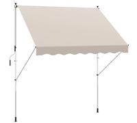 Outsunny Store banne Manuel rétractable 3L x 1,5l m Auvent Téléscopique sans Perçage Inclinaison et Hauteur réglable Installation Rapide métal alu Polyester Anti-UV Beige