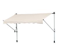 Outsunny Store banne Manuel rétractable 4L x 1,2l m Auvent Téléscopique sans Perçage Inclinaison et Hauteur réglable Installation Rapide métal alu Polyester Anti-UV crème