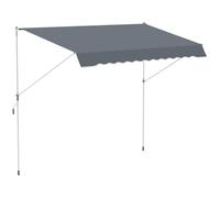 Outsunny Store banne Manuel rétractable 4L x 1,2l m Auvent Téléscopique sans Perçage Inclinaison et Hauteur réglable Installation Rapide métal alu Polyester Anti-UV Gris foncé