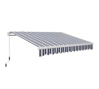Outsunny Store Banne Manuel Rétractable Manivelle 395 x 245 cm Bleu Blanc