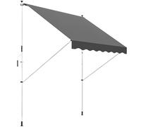 Outsunny Store banne manuel rétractable 3L x 1,5 m – téléscopique, sans perçage, anti-UV gris