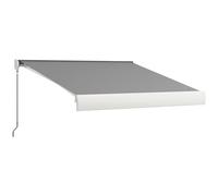 Outsunny Store banne motorisé, Store banne électrique, 3 x 2,5 m, Angle réglable 14°-30°, avec télécommande et manivelle Manuelle, en Aluminium et Polyester de 270g/m² Protection Solaire, Gris Clair